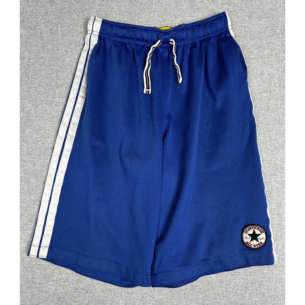 Vintage Converse Mesh Basketball Shorts Kids XL Blue Chuck Taylor Side Stripe